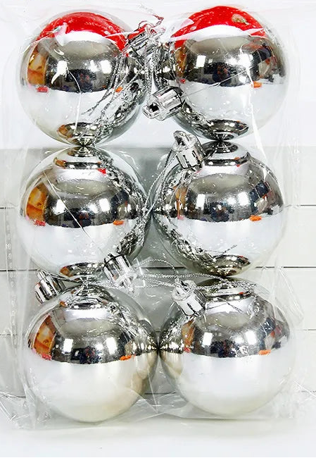Boules de Noël Argenté Brillantes Lisses