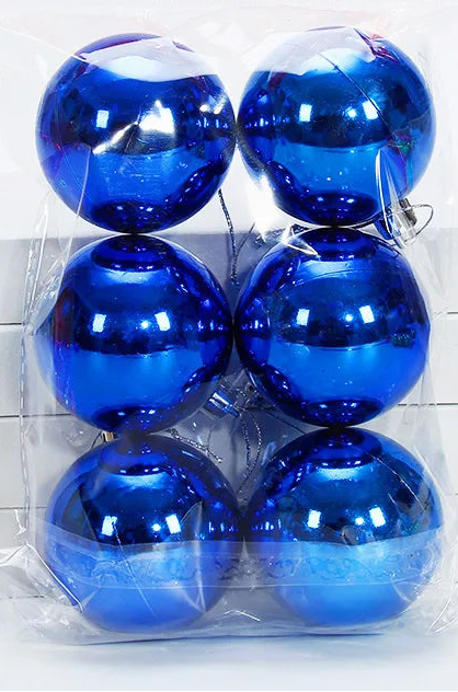 Boules de Noël Bleu Brillantes Lisses