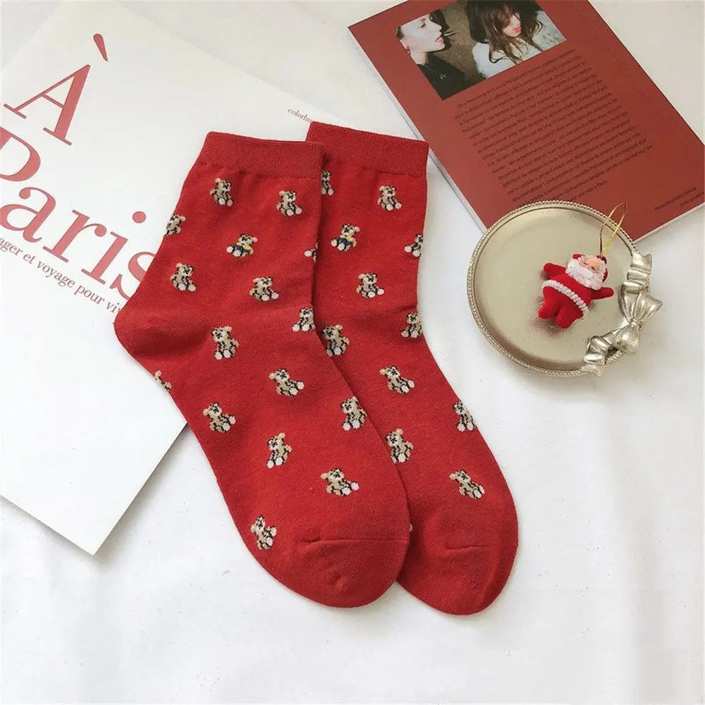 Chaussettes de Noël Motif Ours en Peluche