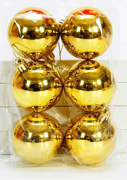 Boules de Noël Doré Brillantes Lisses