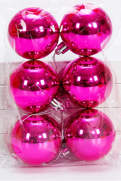Boules de Noël Rose Brillantes Lisses