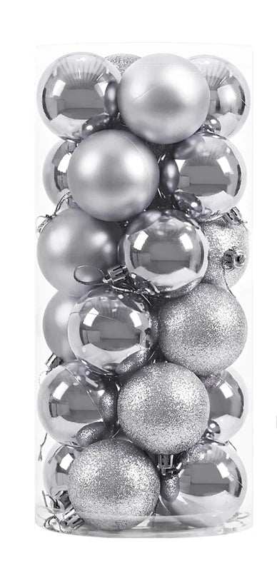 Boules de Noël Petit Format Argenté Pack de 24