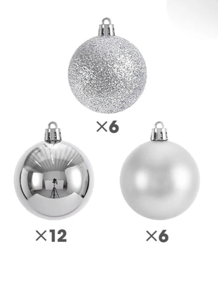 Boules de Noël Petit Format Argenté Pack de 24