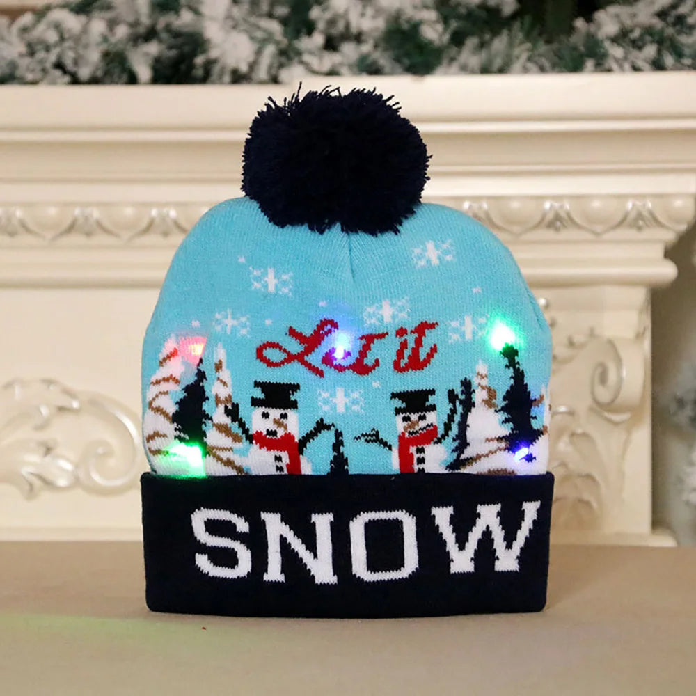 Bonnet de Noël Lumineux Bonhomme de Neige