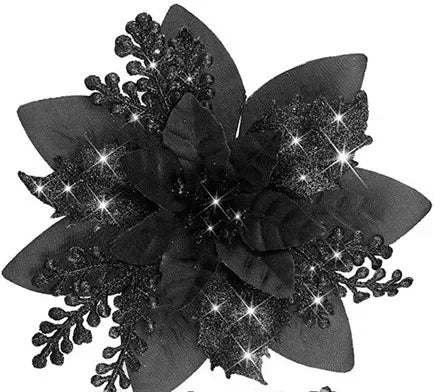 Lots de 5 Fleurs de Noël Artificielles Noir