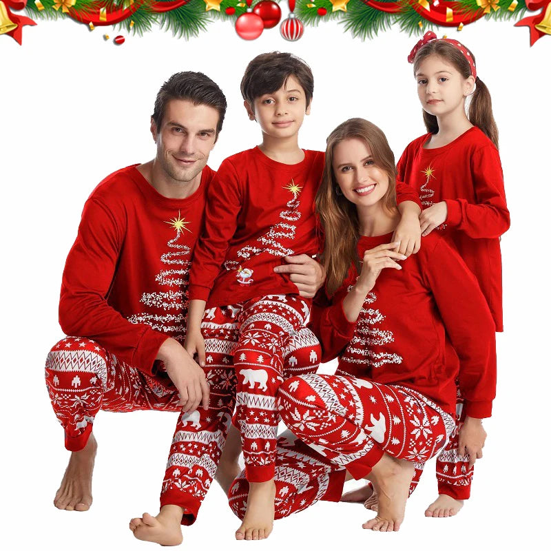 Ensemble Famille Pyjamas de Noël Rouge