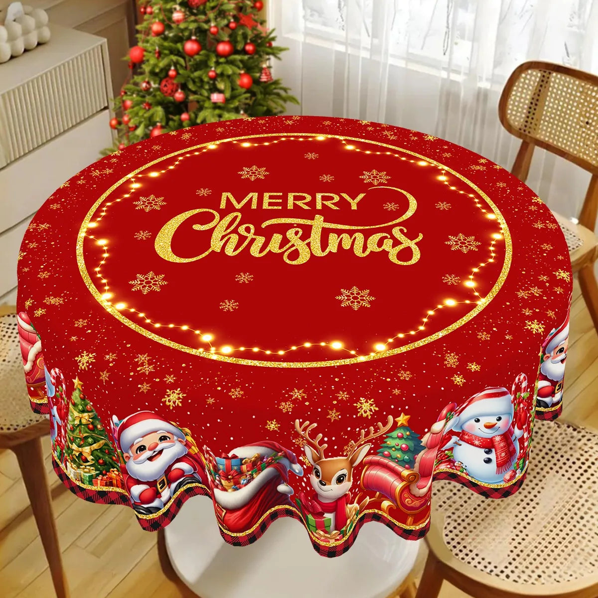 Nappe de Noël Ronde 150cm "Merry Christmas"