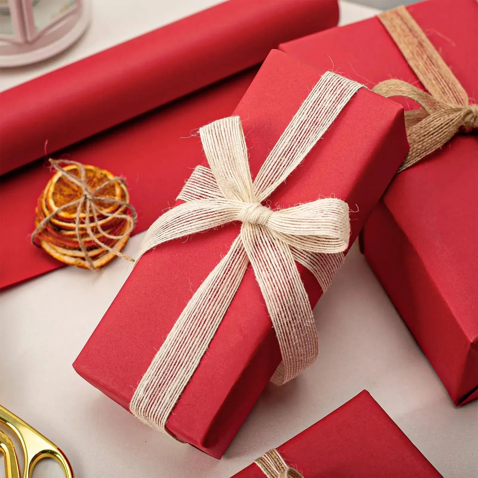 Papier Cadeau Rouge Uni Réversible