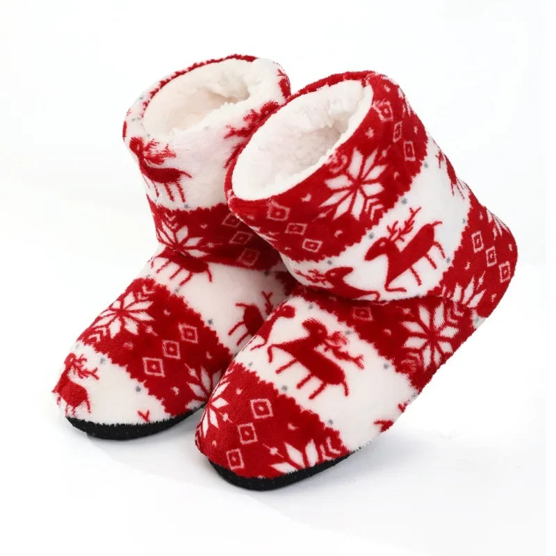 Pantoufles Fourrures Motifs de Noël pour Femmes