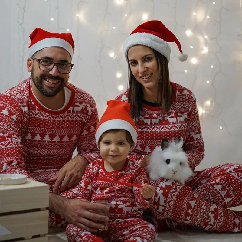 Pyjamas motif assorti Famille Rouge