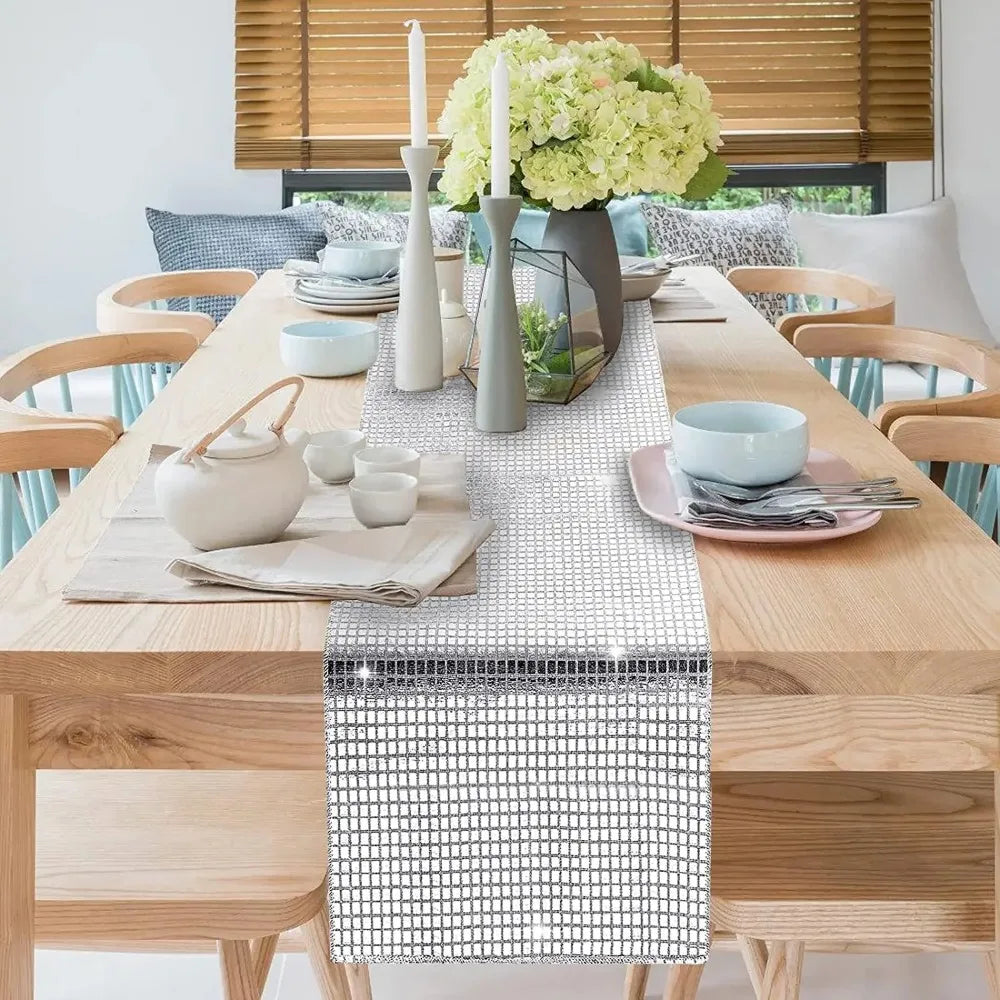 Chemin de table brillant effet mirroir