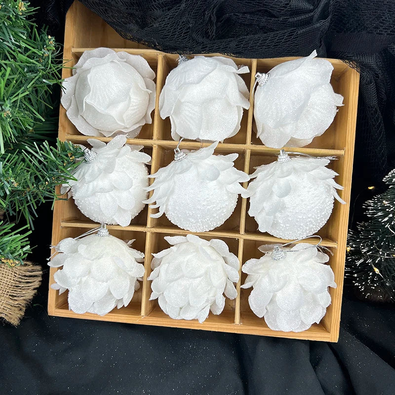 Boules de Noël Fleur Blanche