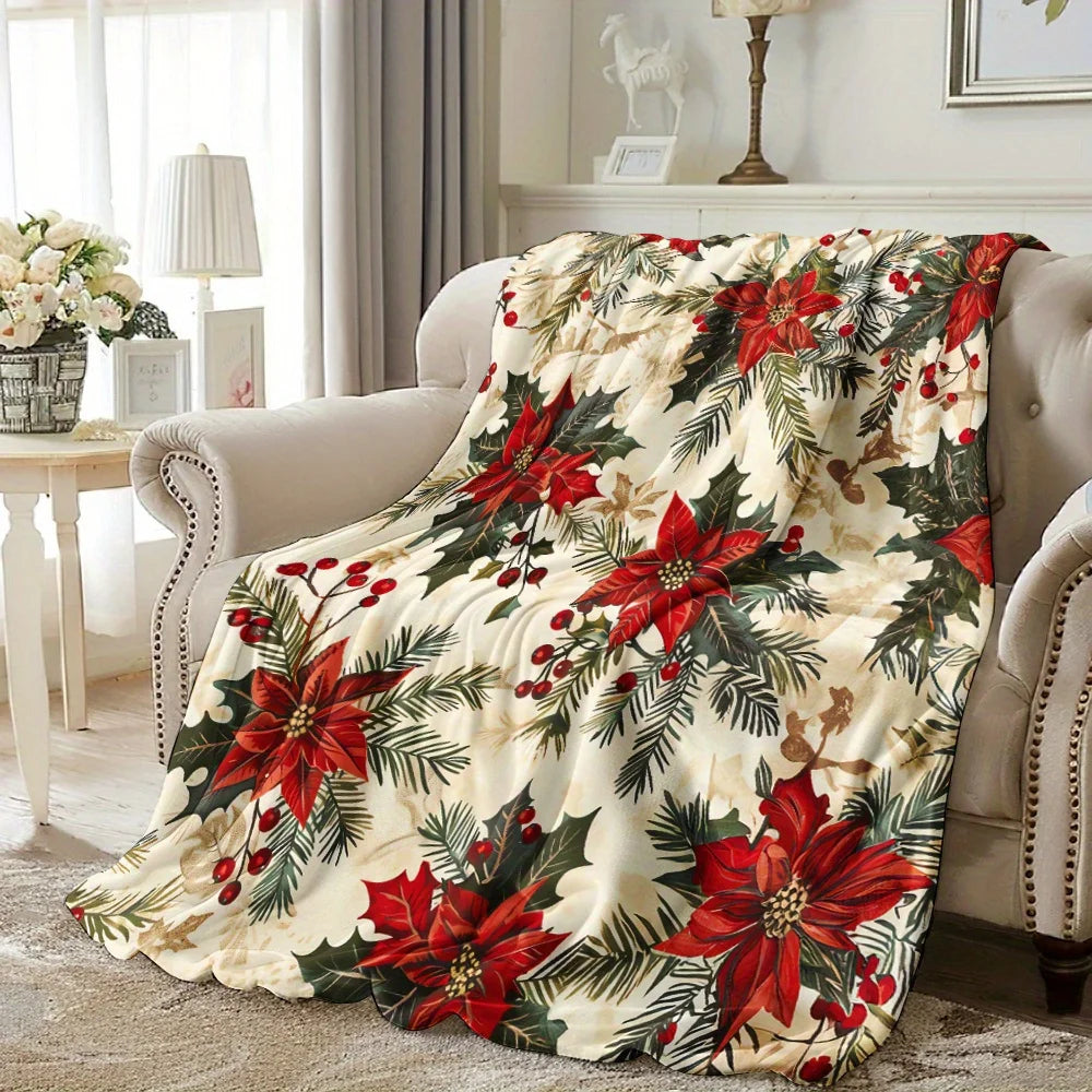 Couverture Beige Motif Houx