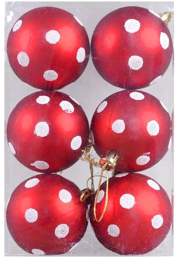 Boule de Noël Rouge à Pois Blanc