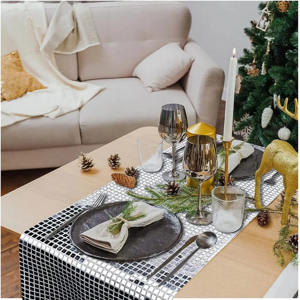 Chemin de table brillant effet mirroir
