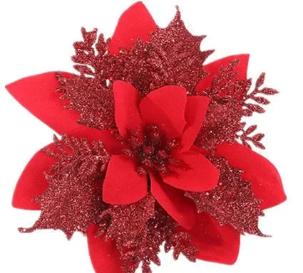 Lots de 5 Fleurs de Noël Artificielles Rouge