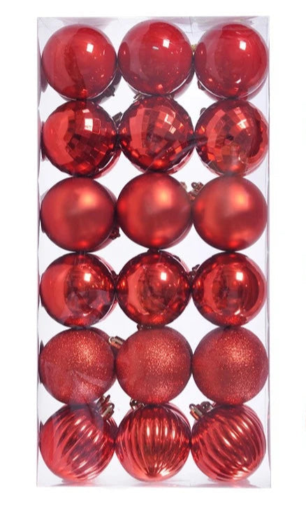 Boules de Noël Petit Format Rouge Pack de 36