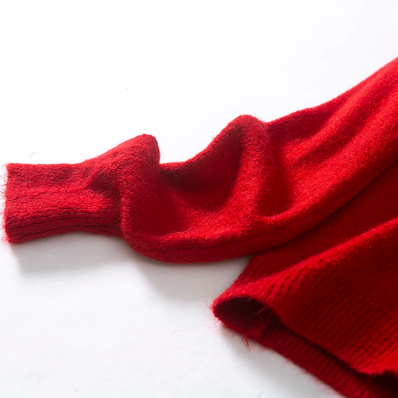 Pull de Noël Rouge pour Femme avec Frise Renne et Sapin