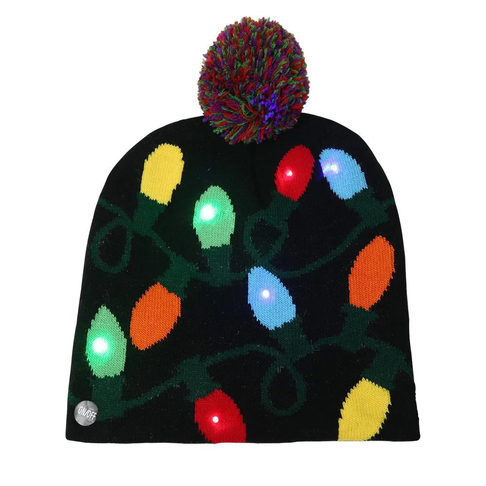 Bonnet de Noël Lumineux Motif Guirlande Lumineuse