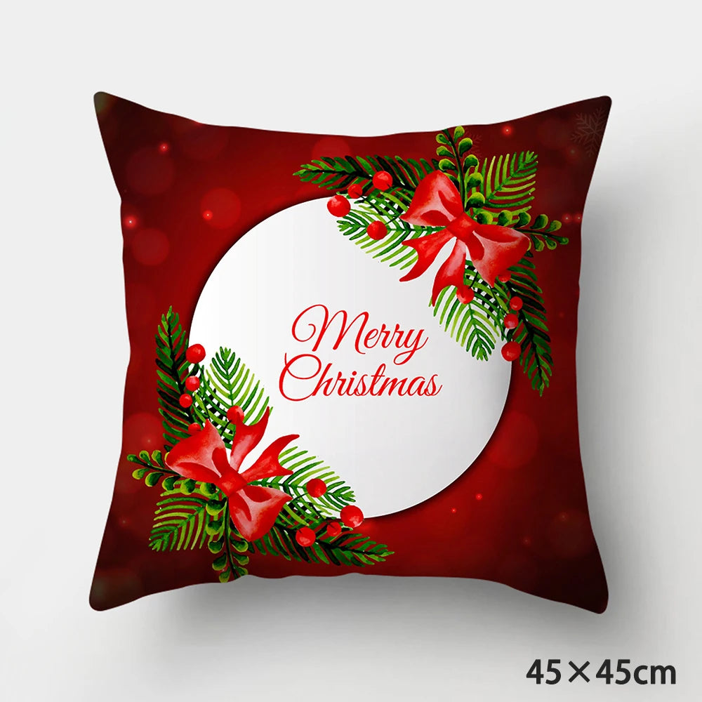 Housse de Coussin Motif Fougères "Merry Christmas"