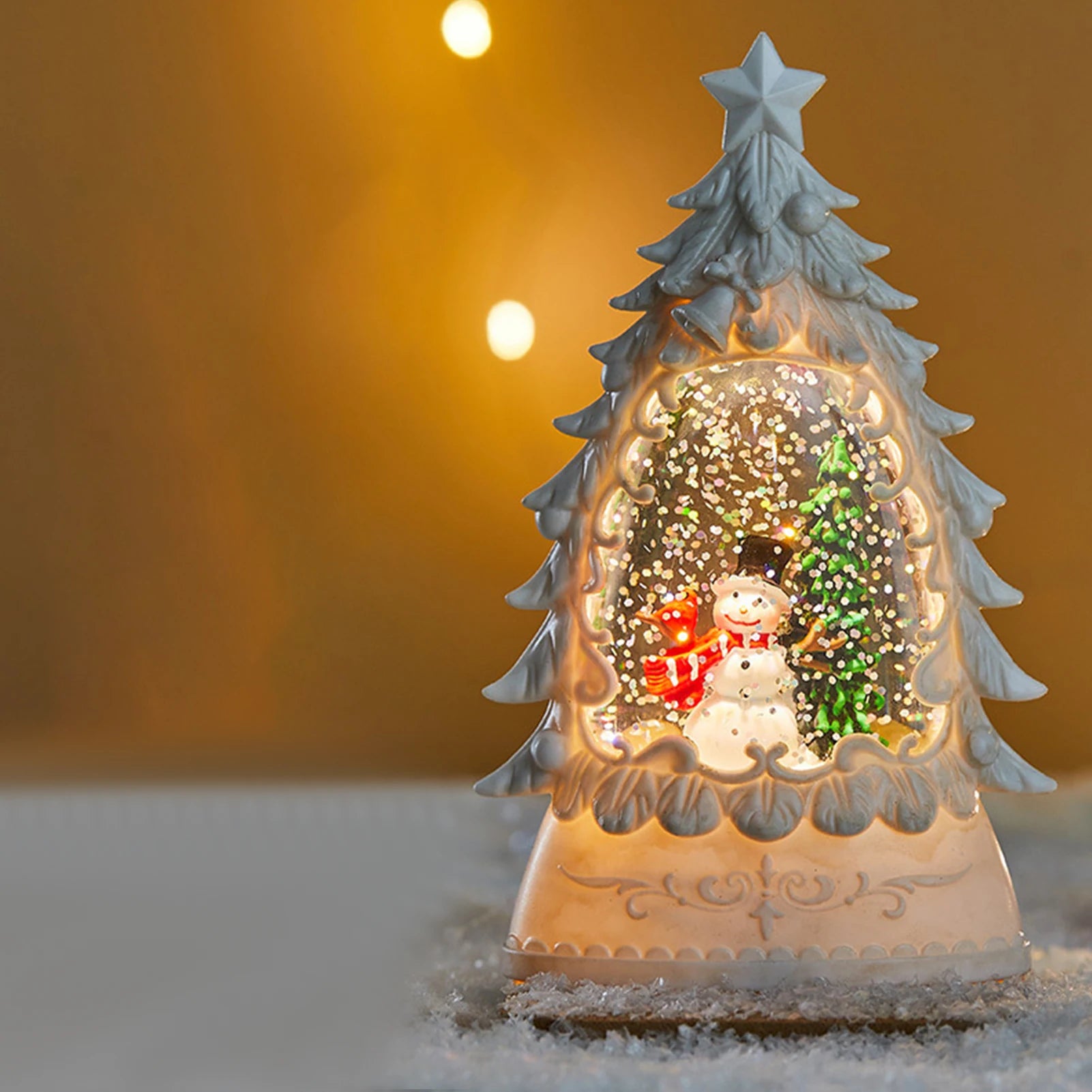 Lanterne Boule à Neige de Noël Lumineuse et Musicale