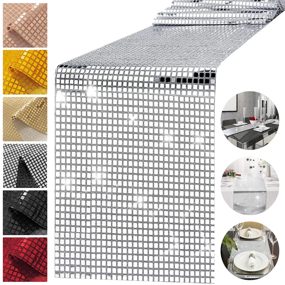 Chemin de table brillant effet mirroir