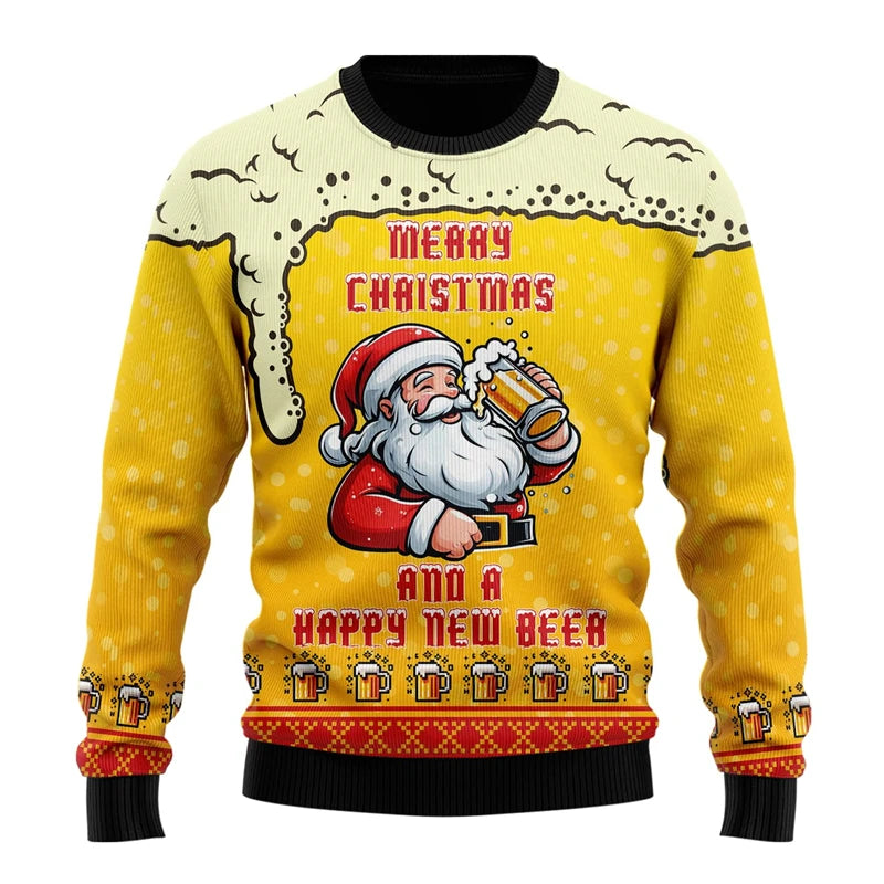 Pull de Noël Père Noël Bière "Merry Christmas and Happy new Beer"