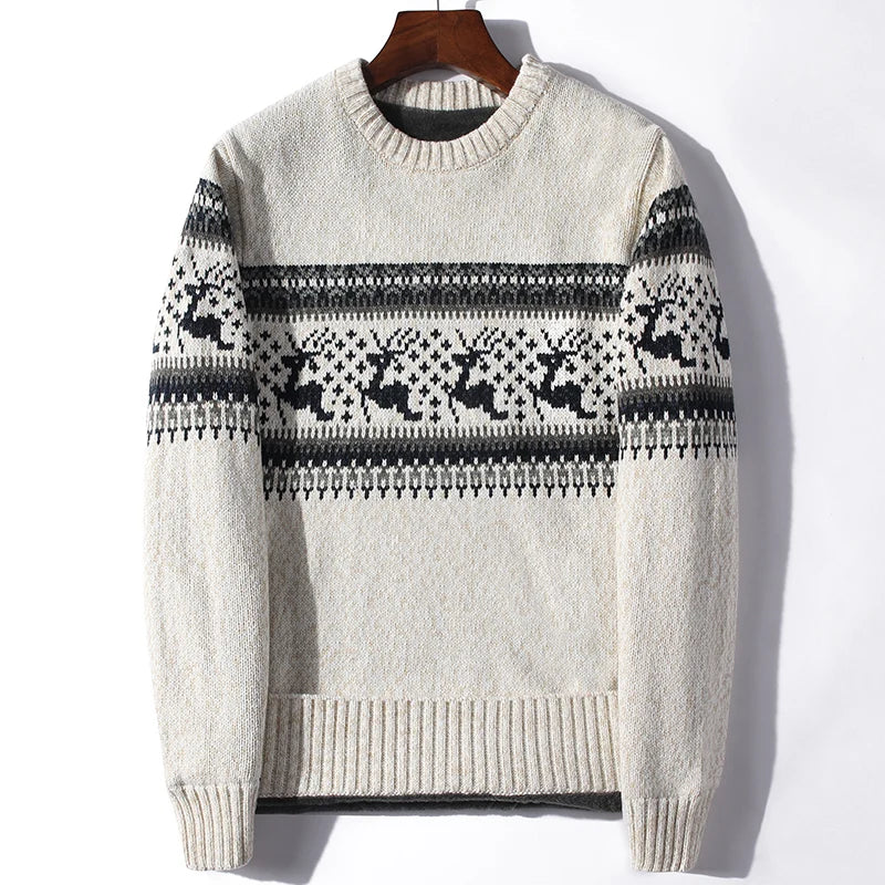 Pull de Noël en Laine Traditionnel Motif Renne