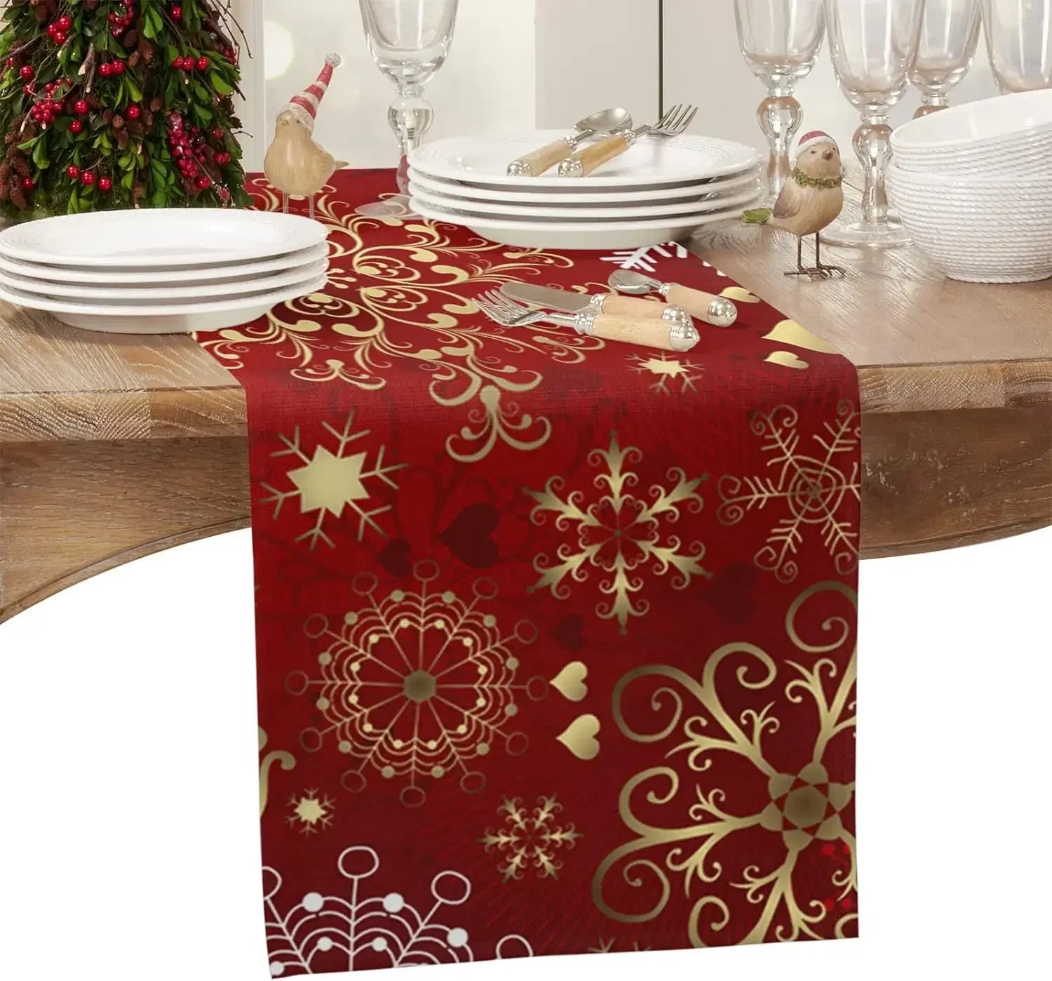Chemin de Table de Noël Motifs Doré