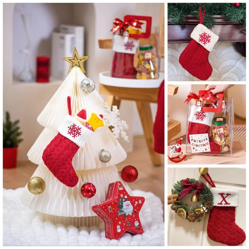 Bottes de Noël Lettres Décoratives en Tricot