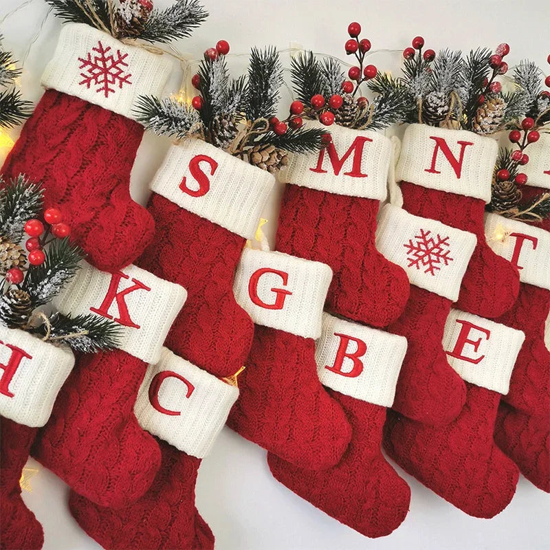 Bottes de Noël Lettres Décoratives en Tricot
