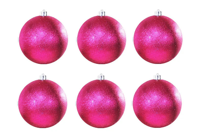 Boules de Noël Rose Pailletée Classiques