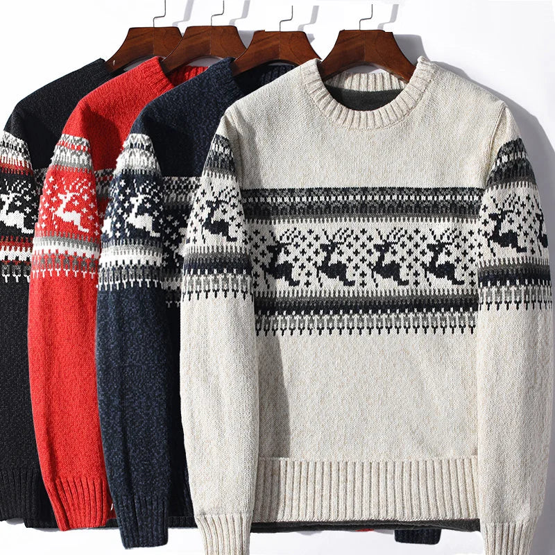 Pull de Noël en Laine Traditionnel Motif Renne