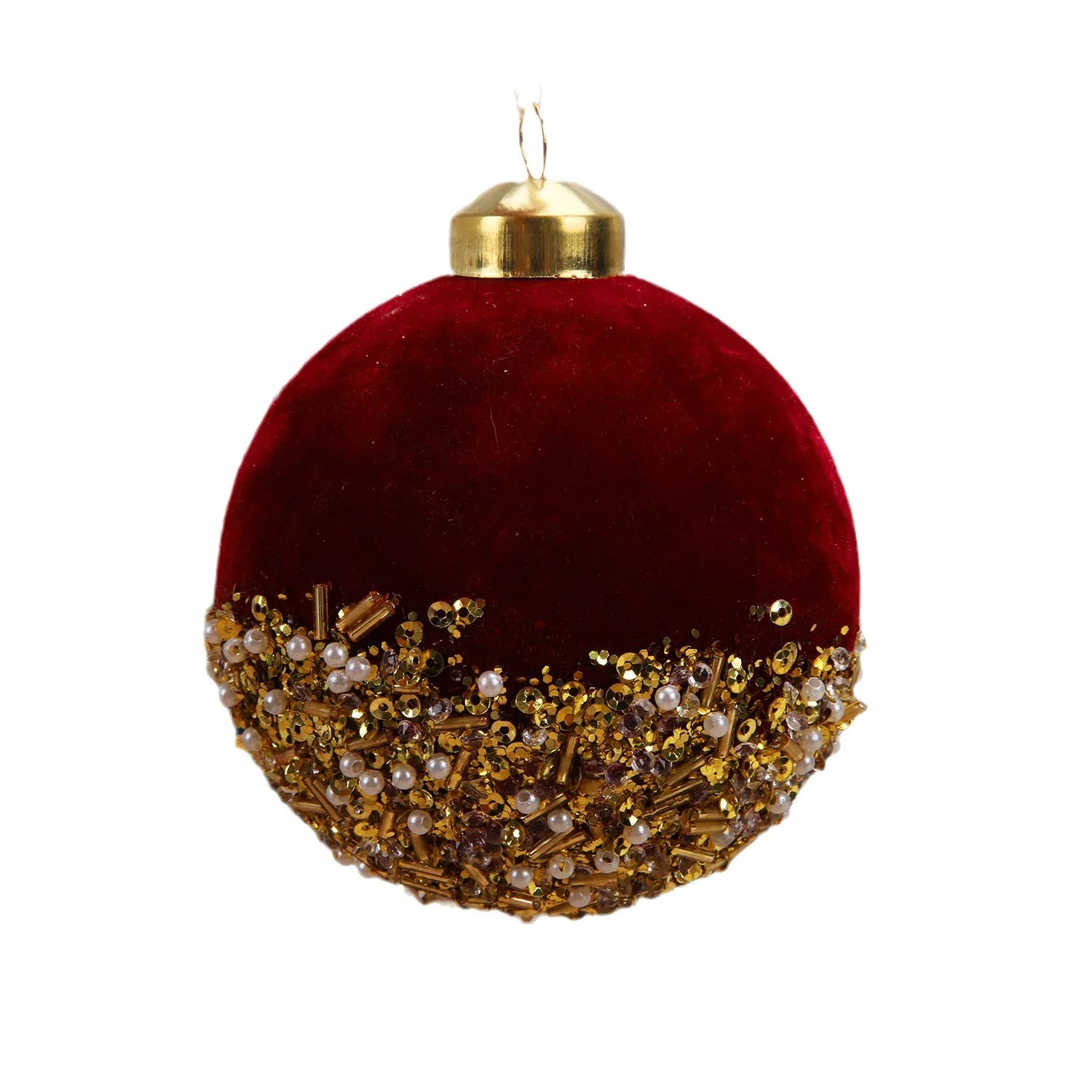 Boules de Noël Rouges en Velours