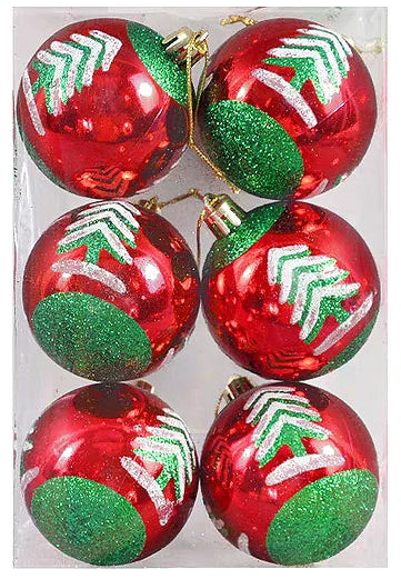 Boule de Noël Sapin Vert et Rouge