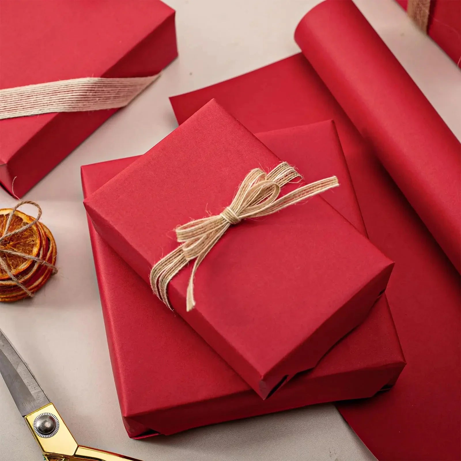 Papier Cadeau Rouge Uni Réversible