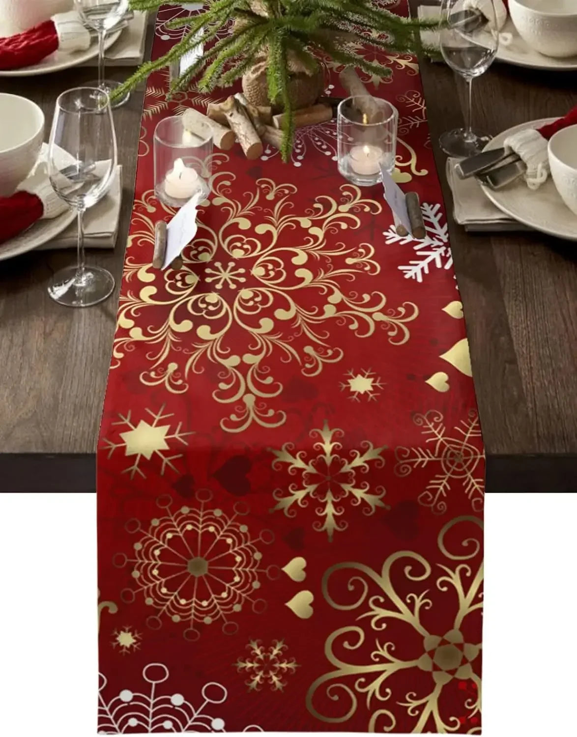 Chemin de Table de Noël Motifs Doré
