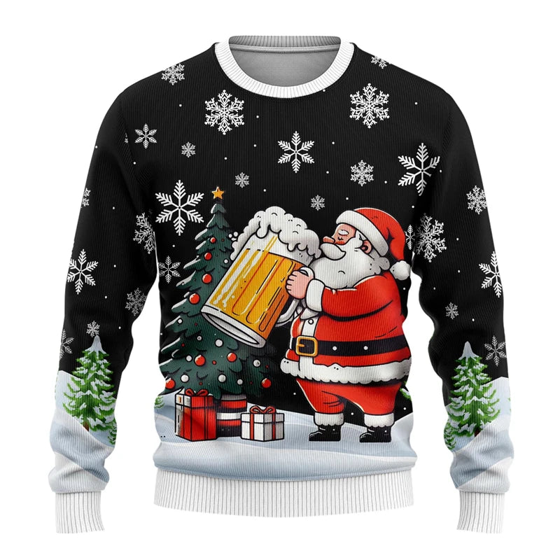 Pull de Noël Père Noël qui Boit une Bière Géante