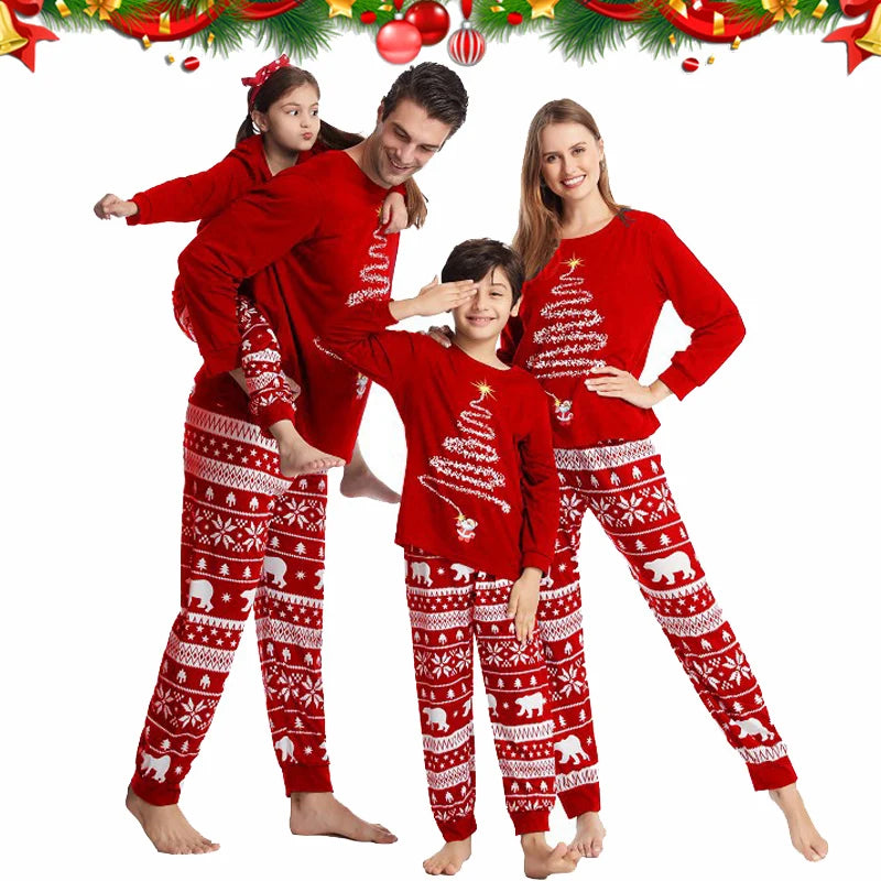 Ensemble Famille Pyjamas de Noël Rouge