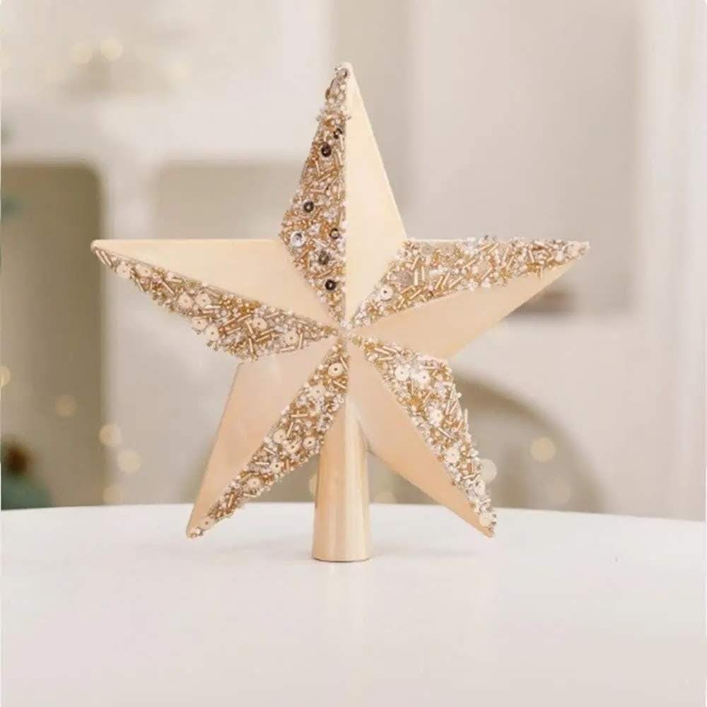 Etoile de Noël Paillettes et Lisse Doré