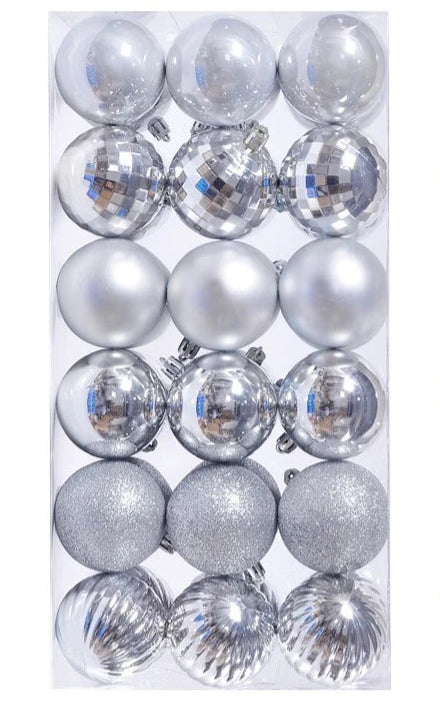 Boules de Noël Petit Format Argenté Pack de 36