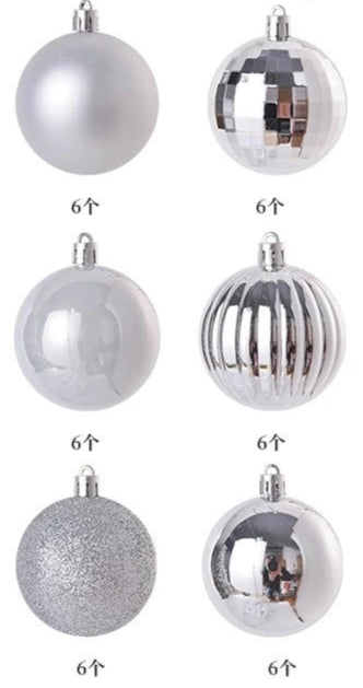 Boules de Noël Petit Format Argenté Pack de 36