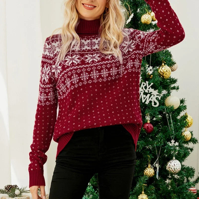 Pull de Noël pour Femme Classique Motifs Flocons