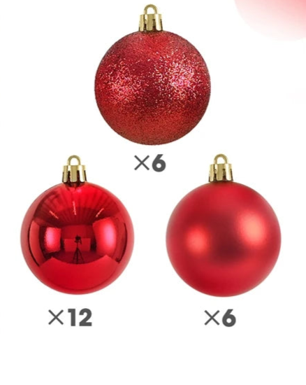 Boules de Noël Petit Format Rouge Pack de 24