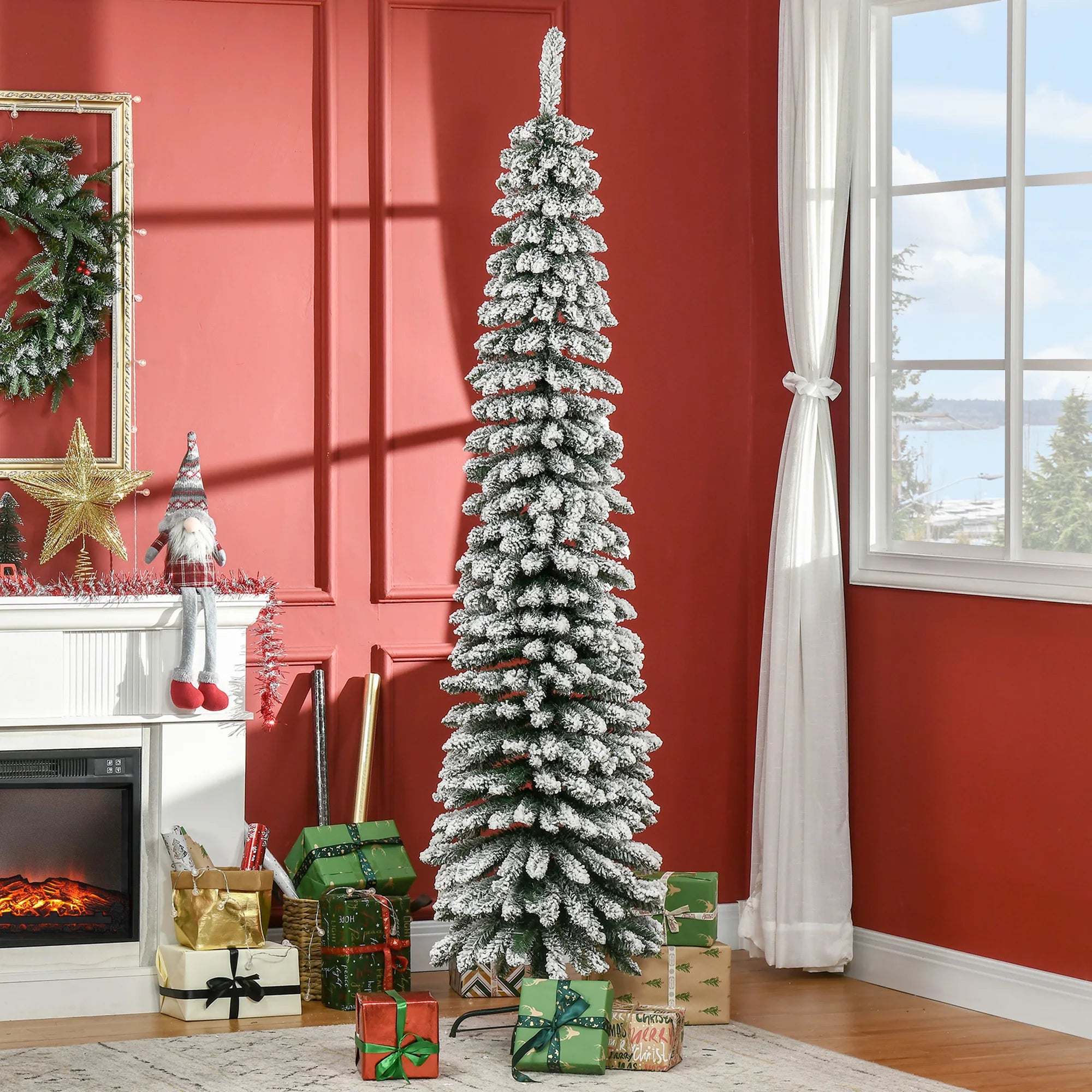 Long Sapin de Noël Enneigé 2m10 x 54cm