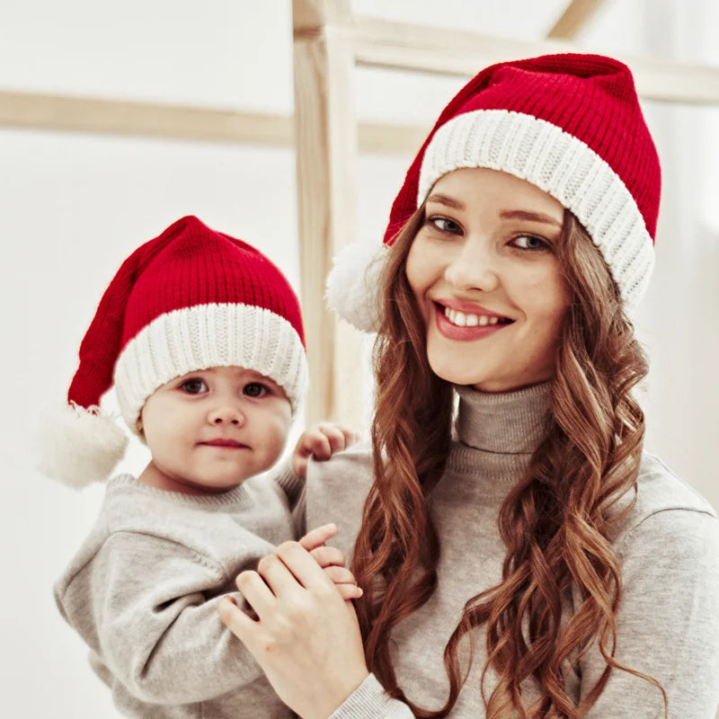 Bonnet de Père Noël Tricoté Rouge pour Bébé