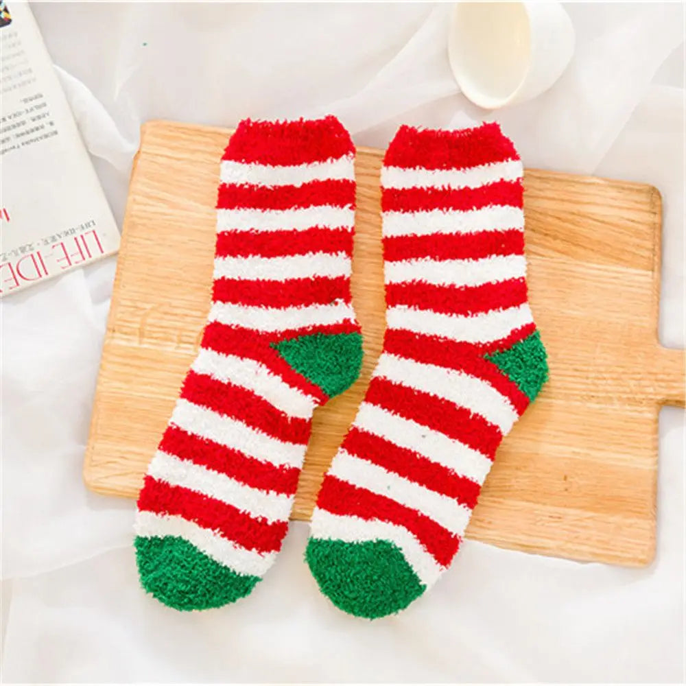 Chaussettes de Noël Motif Rayé Rouge et Blanc
