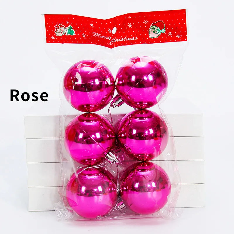Boules de Noël Rose Brillantes Lisses
