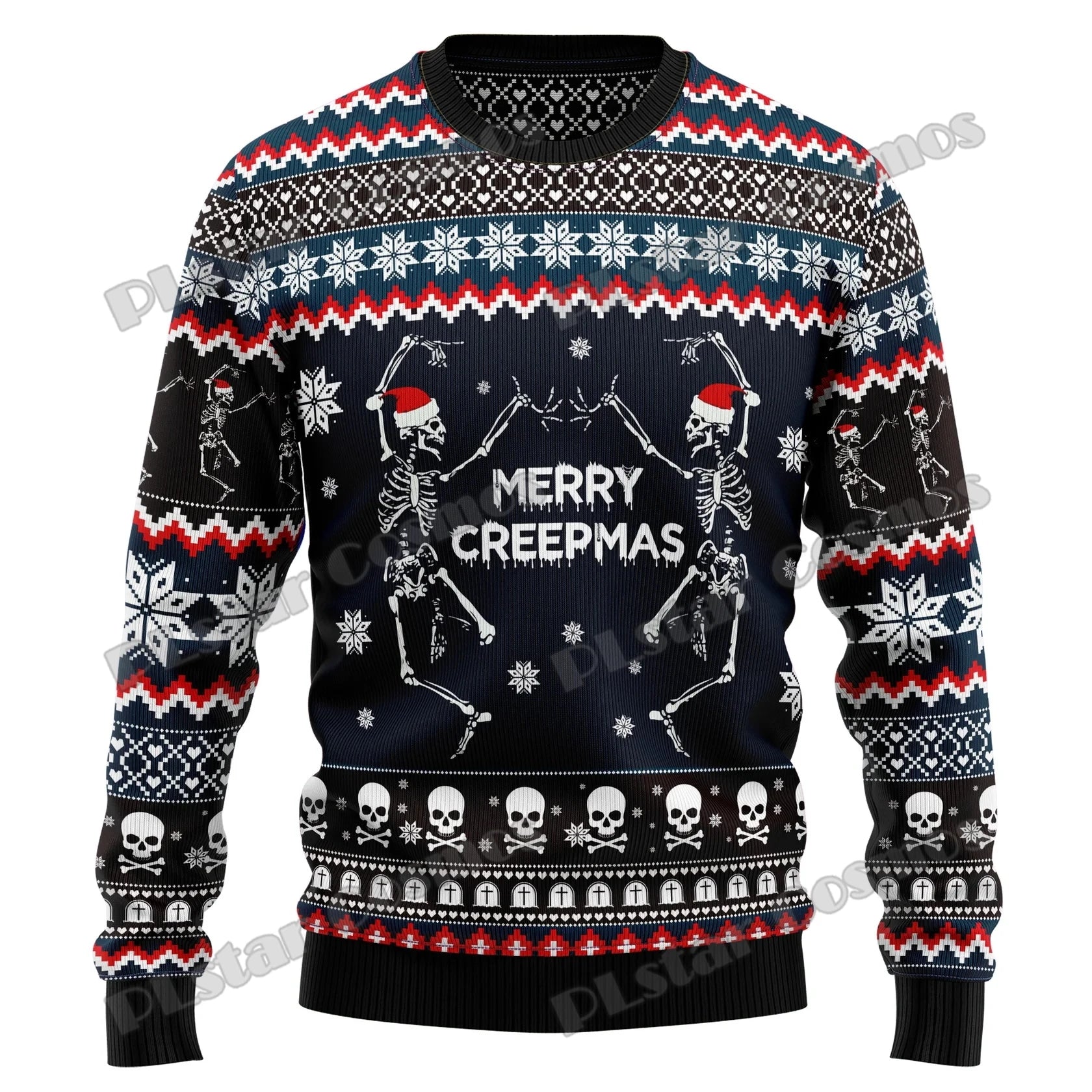 Pull de noël de "Merry Creepmas" squelette