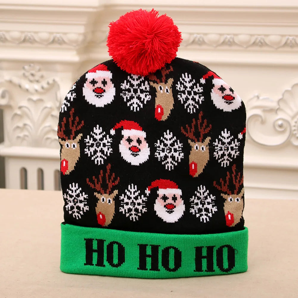 Bonnet de Noël Lumineux "Ho Ho Ho"